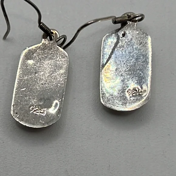 RED JASPER INLAY STERLING SILVER DANGLE EARRINGS - Picture 5 of 7